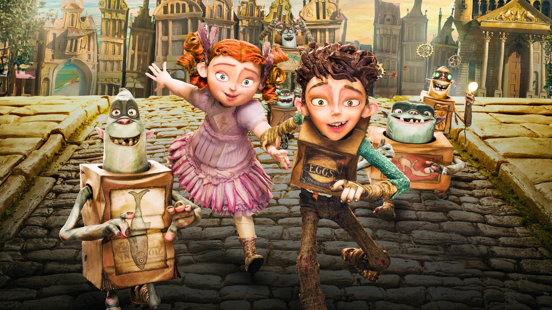 Cinematic background from The Boxtrolls 2014 - An orphaned boy raised by underground creatures called Boxtrolls comes up from the sewers and out of his box to save his family and the town from the evil exterminator, Archibald Snatcher.