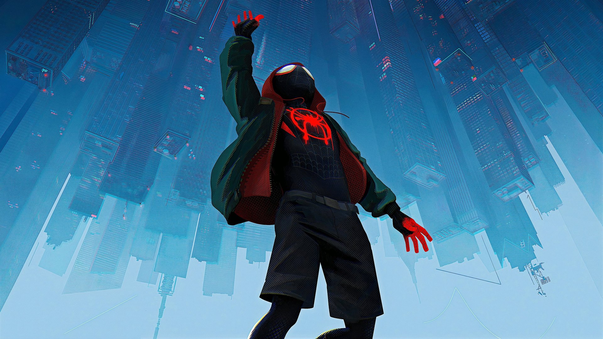 Cinematic background from Spider-Man: Into the Spider-Verse 2018 - Struggling to find his place in the world while juggling school and family, Brooklyn teenager Miles Morales is unexpectedly bitten by a radioactive spider and develops unfathomable powers just like the one and only Spider-Man. While wrestling with the implications of his new abilities, Miles discovers a super collider created by the madman Wilson "Kingpin" Fisk, causing others from across the Spider-Verse to be inadvertently transported to his dimension.