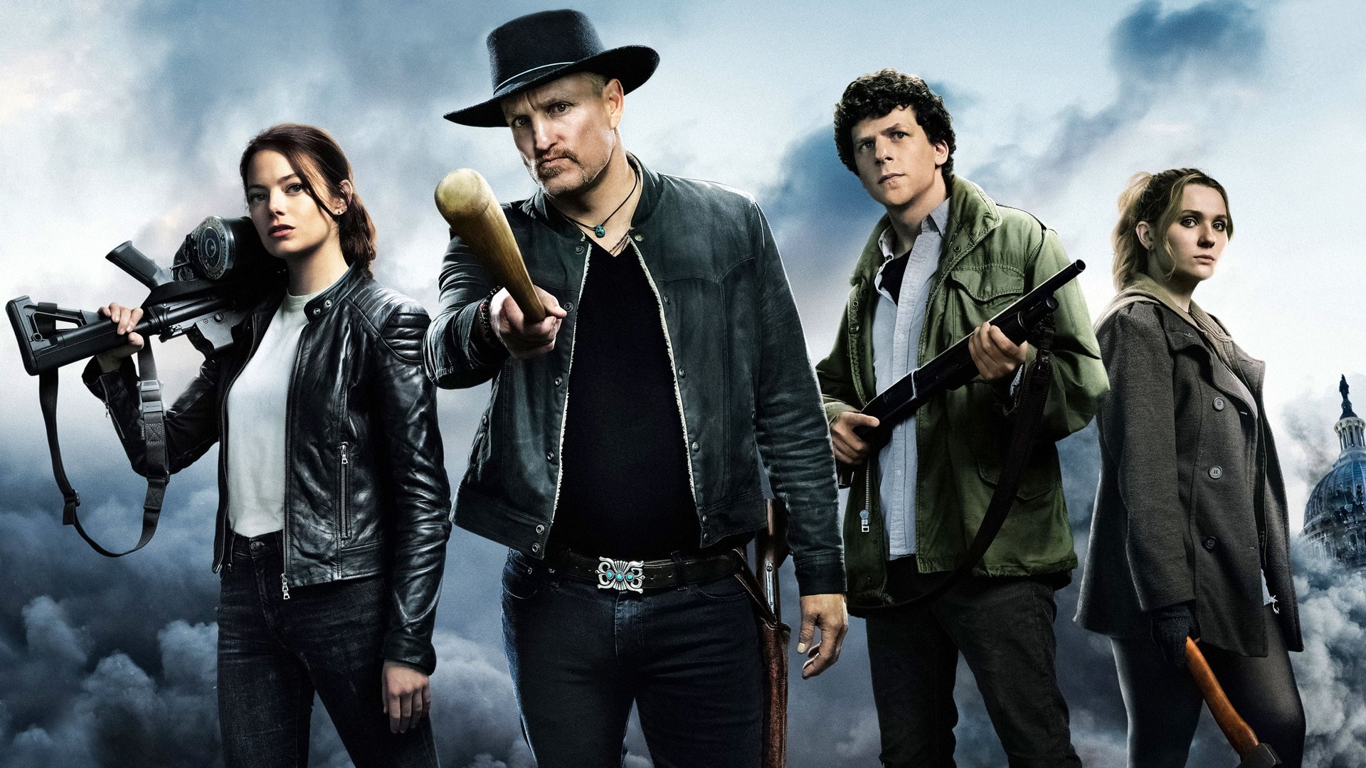 Cinematic background from Zombieland: Double Tap 2019 - Columbus, Tallahassee, Wichita, and Little Rock move to the American heartland as they face off against evolved zombies, fellow survivors, and the growing pains of the snarky makeshift family.