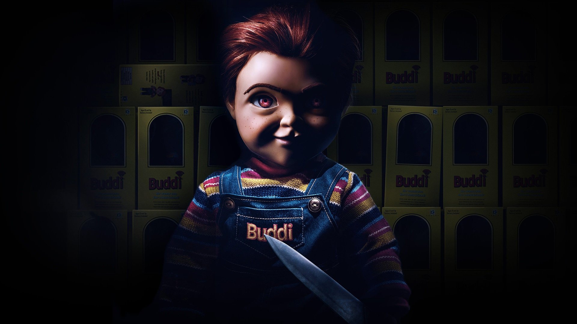 Cinematic background from Child's Play 2019 - Karen, a single mother, gifts her son Andy a Buddi doll for his birthday, unaware of its more sinister nature. A contemporary re-imagining of the 1988 horror classic.