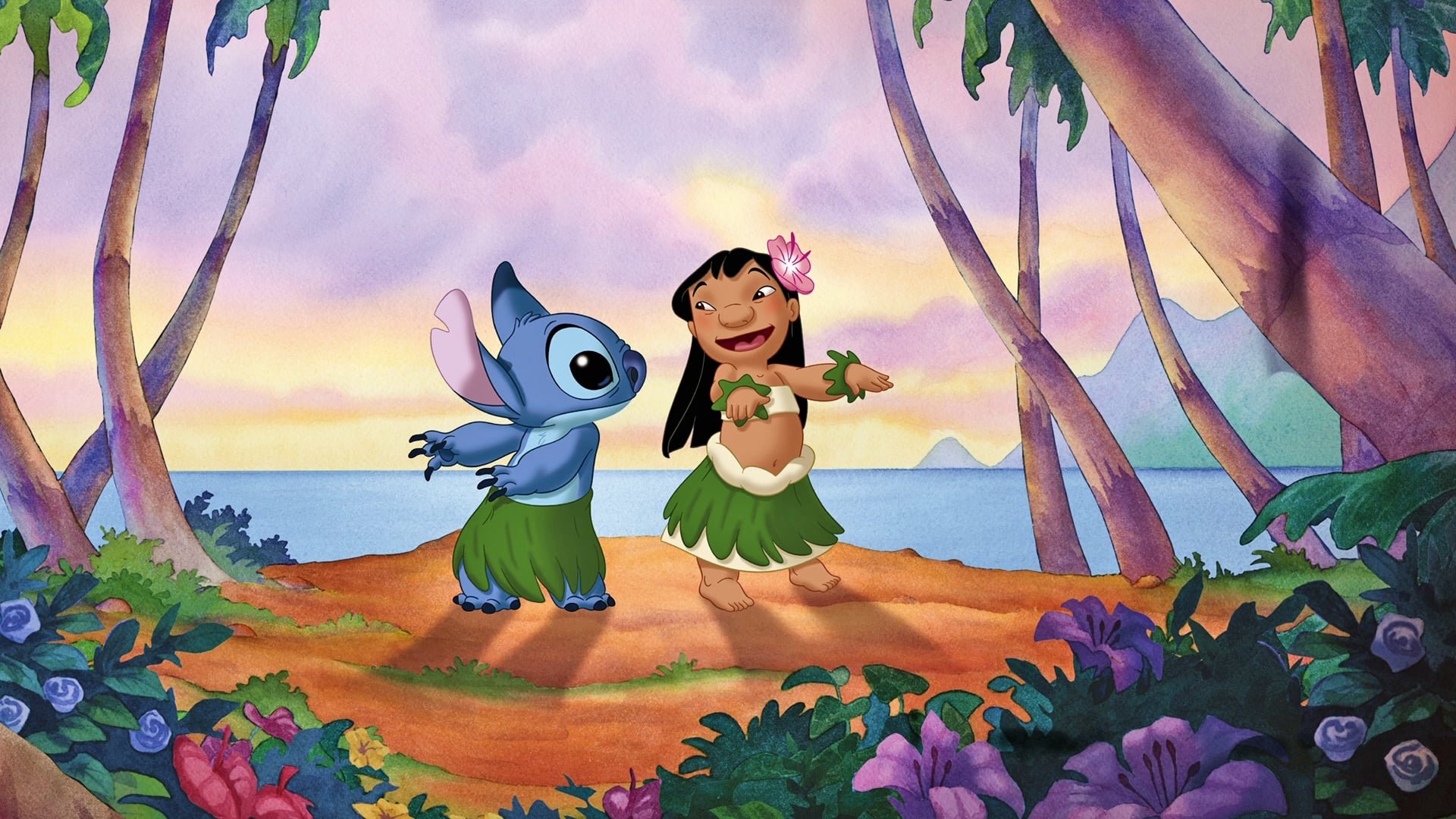 Cinematic background from Lilo & Stitch 2002 - As Stitch, a runaway genetic experiment from a faraway planet, wreaks havoc on the Hawaiian Islands, he becomes the mischievous adopted alien "puppy" of an independent little girl named Lilo and learns about loyalty, friendship, and ʻohana, the Hawaiian tradition of family.