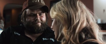 Movie still from “Tucker and Dale vs Evil” (2010), directed by Eli Craig – A man and a woman talking to each other; Close Up shot, Over the shoulder angle