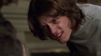 Movie still from “Hellraiser: Revelations” (2011), directed by Víctor Garcia – A person with long brown hair; Close Up shot, Low angle