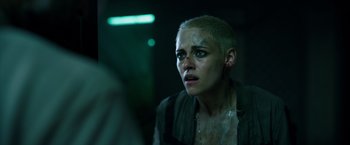 Movie still from “Underwater” (2020), directed by William Eubank – Close Up shot, Over the shoulder angle