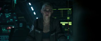 Movie still from “Underwater” (2020), directed by William Eubank – Close Up shot, Over the shoulder angle