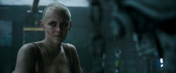 Movie still from “Underwater” (2020), directed by William Eubank – Close Up shot, Over the shoulder angle