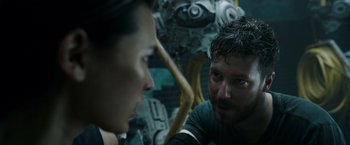 Movie still from “Underwater” (2020), directed by William Eubank – Close Up shot, Over the shoulder angle