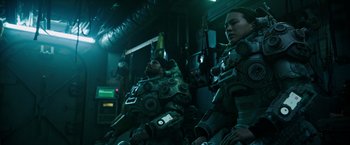 Movie still from “Underwater” (2020), directed by William Eubank – Medium shot, Low angle