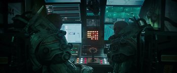 Movie still from “Underwater” (2020), directed by William Eubank – Medium shot, Over the shoulder angle