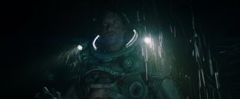 Movie still from “Underwater” (2020), directed by William Eubank – Medium shot, Low angle