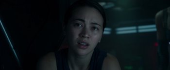 Movie still from “Underwater” (2020), directed by William Eubank – Close Up shot, Over the shoulder angle