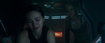 Movie still from “Underwater” (2020), directed by William Eubank – Close Up shot, Over the shoulder angle