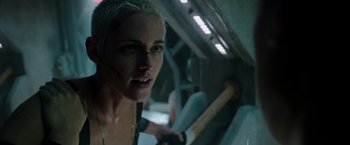 Movie still from “Underwater” (2020), directed by William Eubank – Close Up shot, Over the shoulder angle