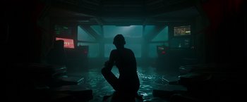 Movie still from “Underwater” (2020), directed by William Eubank – Wide shot, Over the shoulder angle