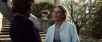 Movie still from “Hereafter” (2010), directed by Clint Eastwood – A woman talking to another woman outside; Close Up shot, Over the shoulder angle