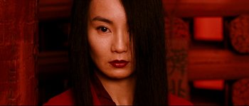 Movie still from “Hero” (2002), directed by Yimou Zhang – A person with long black hair; Close Up shot, Low angle