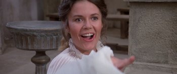 Movie still from “History of the World: Part I” (1981), directed by Mel Brooks – A person with a white shirt; Close Up shot, Low angle