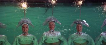 Movie still from “History of the World: Part I” (1981), directed by Mel Brooks – A group of people in a body of water; Medium shot, High angle