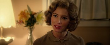 Movie still from “Hitchcock” (2012), directed by Sacha Gervasi – A person wearing a dress; Close Up shot, Over the shoulder angle