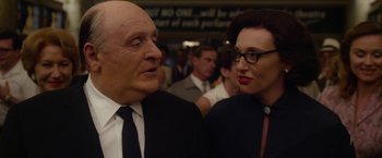 Movie still from “Hitchcock” (2012), directed by Sacha Gervasi – A man and a woman are standing next to each other; Close Up shot, Over the shoulder angle