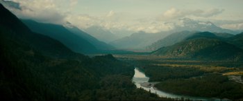 Movie still from “Horns” (2013), directed by Alexandre Aja – A view of a river and a mountain range; Extreme Wide shot, High angle