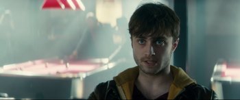 Movie still from “Horns” (2013), directed by Alexandre Aja – A person wearing a jacket; Close Up shot, Over the shoulder angle