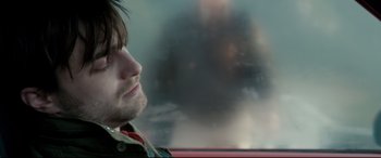 Movie still from “Horns” (2013), directed by Alexandre Aja – A person in a car; Close Up shot, Over the shoulder angle