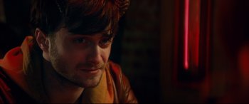 Movie still from “Horns” (2013), directed by Alexandre Aja – A person wearing a jacket; Close Up shot, Over the shoulder angle