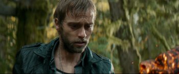 Movie still from “Horns” (2013), directed by Alexandre Aja – A person wearing a jacket; Close Up shot, Over the shoulder angle