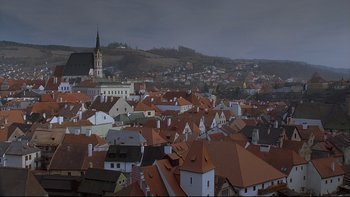 Movie still from “Hostel” (2005), directed by Eli Roth – A view of a city from a high point of view; Extreme Wide shot, High angle