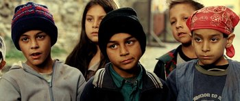 Movie still from “Hostel: Part II” (2007), directed by Eli Roth – A group of children standing next to each other; Close Up shot, High angle