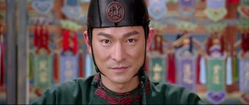 Movie still from “House of Flying Daggers” (2004), directed by Yimou Zhang – A person wearing a helmet; Close Up shot, Low angle