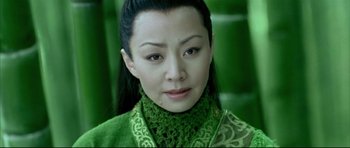 Movie still from “House of Flying Daggers” (2004), directed by Yimou Zhang – A person wearing a green outfit; Close Up shot, High angle