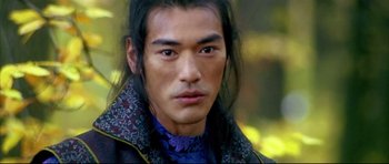 Movie still from “House of Flying Daggers” (2004), directed by Yimou Zhang – A person with long black hair; Close Up shot, Over the shoulder angle