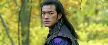 Movie still from “House of Flying Daggers” (2004), directed by Yimou Zhang – A person with long black hair; Close Up shot, Over the shoulder angle