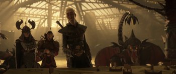 Movie still from “How to Train Your Dragon: The Hidden World” (2019), directed by Dean DeBlois – A scene from how to train your dragon 2; Medium shot, Over the shoulder angle