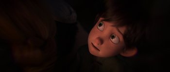 Movie still from “How to Train Your Dragon: The Hidden World” (2019), directed by Dean DeBlois – A child's face in the dark; Close Up shot, High angle