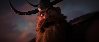 Movie still from “How to Train Your Dragon: The Hidden World” (2019), directed by Dean DeBlois – The head and face of a cartoon character; Close Up shot, Low angle