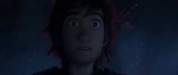 Movie still from “How to Train Your Dragon: The Hidden World” (2019), directed by Dean DeBlois – A person's face in a dark room; Close Up shot, Overhead angle