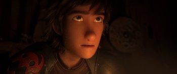 Movie still from “How to Train Your Dragon: The Hidden World” (2019), directed by Dean DeBlois – A person's face in a scene from a movie; Close Up shot, Overhead angle