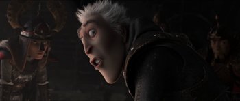 Movie still from “How to Train Your Dragon: The Hidden World” (2019), directed by Dean DeBlois – A person's face in a dark room; Close Up shot, Low angle