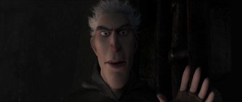 Movie still from “How to Train Your Dragon: The Hidden World” (2019), directed by Dean DeBlois – An animated man with white hair looking at the camera; Close Up shot, Low angle