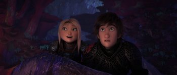 Movie still from “How to Train Your Dragon: The Hidden World” (2019), directed by Dean DeBlois – A couple of people that are looking at something; Medium shot, Low angle