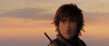 Movie still from “How to Train Your Dragon: The Hidden World” (2019), directed by Dean DeBlois – A person with a sword in their hand; Close Up shot, Over the shoulder angle