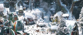 Movie still from “How to Train Your Dragon: The Hidden World” (2019), directed by Dean DeBlois – A lot of snow on the ground; Extreme Wide shot, High angle