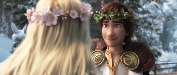 Movie still from “How to Train Your Dragon: The Hidden World” (2019), directed by Dean DeBlois – A man and a woman are looking at each other; Close Up shot, Over the shoulder angle
