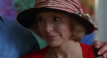 Movie still from “L.A. Story” (1991), directed by Mick Jackson – A person wearing a hat; Close Up shot, Low angle