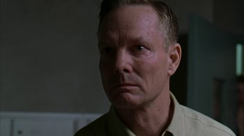 Movie still from “Lady in the Water” (2006), directed by M. Night Shyamalan – A person looking at the camera; Close Up shot, Low angle