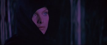 Movie still from “Ladyhawke” (1985), directed by Richard Donner – A person wearing a hood; Close Up shot, Low angle