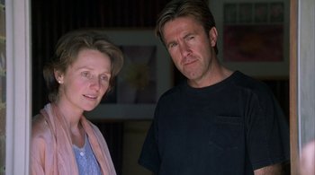 Movie still from “Lantana” (2001), directed by Ray Lawrence – A man and a woman standing next to each other; Close Up shot, Low angle